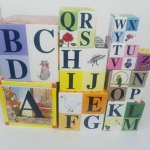 Vtg Mother Goose Nesting Blocks Alphabet Numbers
